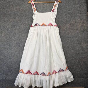 Carolina K Sleeveless White Dress Floral Embroidery Women's Size Small